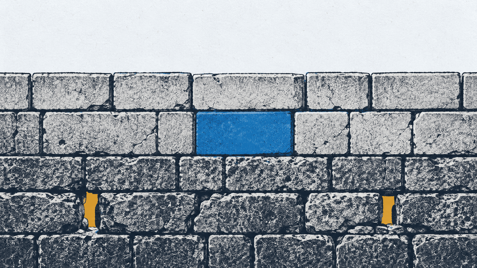 Risograph Wall with Blue Repair