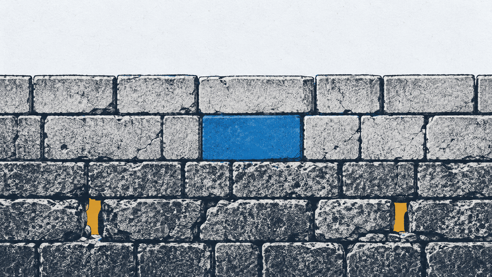 Risograph Wall with Blue Repair